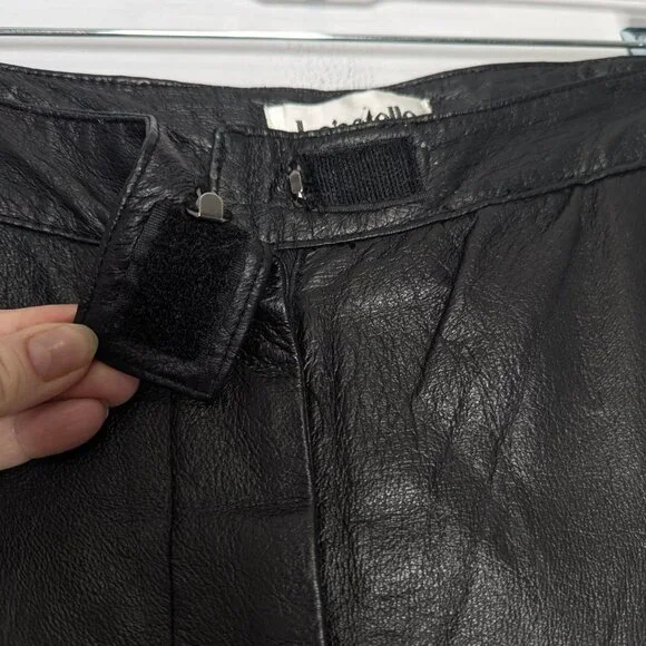 Bagatelle Vintage 90s Black Leather Pants Relaxed Fit High Waist Size 12 - Picture 4 of 9